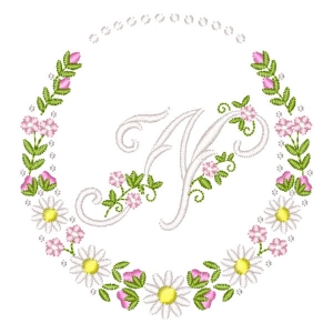 Letra N em Moldura Floral