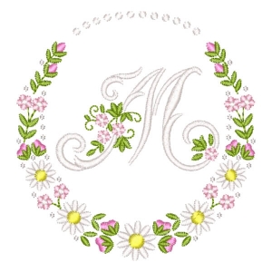Letra M em Moldura Floral