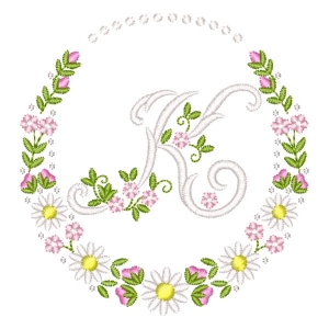Letra K em Moldura Floral