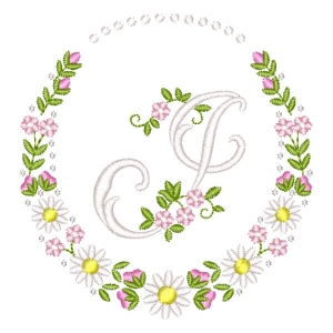 Letra J em Moldura Floral