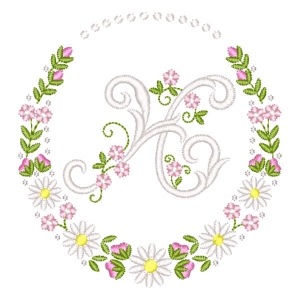 Letra H em Moldura Floral