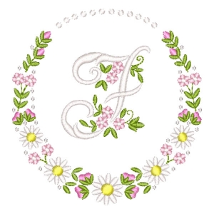 Letra F em Moldura Floral