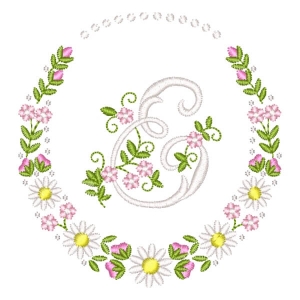 Letra E em Moldura Floral