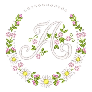 Letra A em Moldura Floral
