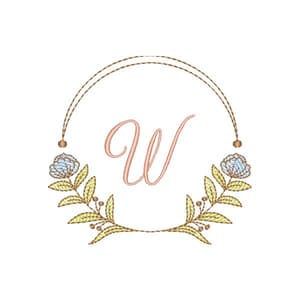 Letra W Alfabeto em Moldura Fonte Grethania Script (Pontos Leves)