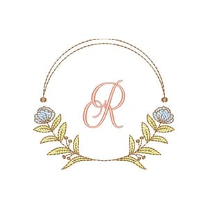 Letra R Alfabeto em Moldura Fonte Grethania Script (Pontos Leves)