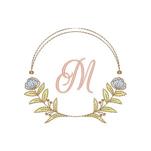 Letra M Alfabeto em Moldura Fonte Grethania Script (Pontos Leves)