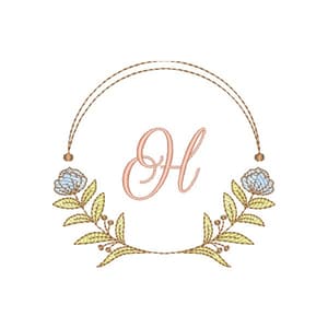 Letra H Alfabeto em Moldura Fonte Grethania Script (Pontos Leves)