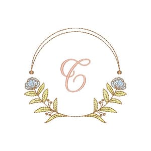 Letra C Alfabeto em Moldura Fonte Grethania Script (Pontos Leves)