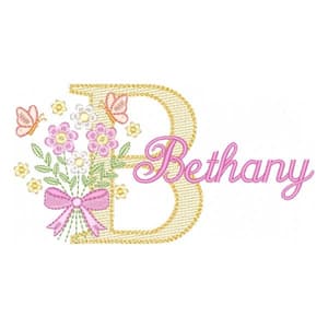 Monograma Ramalhete Floral Letra B (Pontos Leves)