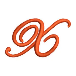 Matriz de bordado Edwardian script x maiusculo Matriz de bordado Edwardian script x maiusculo