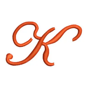 Matriz de bordado Edwardian script K maiusculo Matriz de bordado Edwardian script K maiusculo