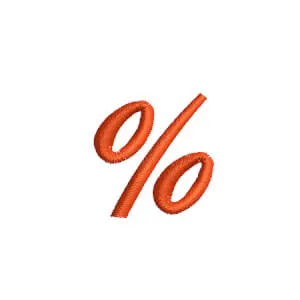 Matriz de bordado Edwardian script porcentagem Matriz de bordado Edwardian script porcentagem