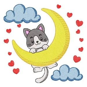 Matriz de bordado Gatinho na Lua (Pontos Leves) Matriz de bordado Gatinho na Lua (Pontos Leves)