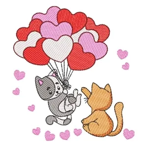 Matriz de bordado Gatinhos com Balões (Pontos Leves) Matriz de bordado Gatinhos com Balões (Pontos Leves)