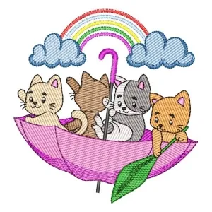 Matriz de bordado Gatinhos em Guarda-Chuva (Pontos Leves) Matriz de bordado Gatinhos em Guarda-Chuva (Pontos Leves)