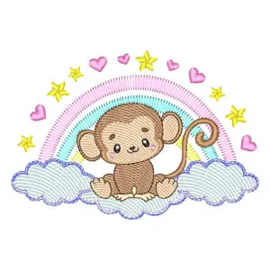 Matriz de bordado Macaco e Arco-Íris (Pontos Leves) Matriz de bordado Macaco e Arco-Íris (Pontos Leves)