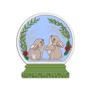 Matriz de bordado Coelhos no Globo de Neve (Aplique) Matriz de bordado Coelhos no Globo de Neve (Aplique)
