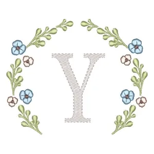 Matriz de bordado Letra Y Moldura Floral Matriz de bordado Letra Y Moldura Floral
