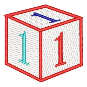 Matriz de bordado Alfabeto Cubo com Número 1 Matriz de bordado Alfabeto Cubo com Número 1
