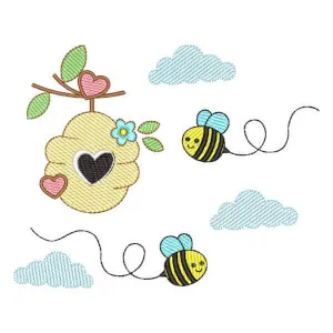 Matriz de bordado Abelhas e Flores (Pontos Leves) Matriz de bordado Abelhas e Flores (Pontos Leves)