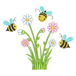 Matriz de bordado Abelhas e Flores (Pontos Leves) Matriz de bordado Abelhas e Flores (Pontos Leves)