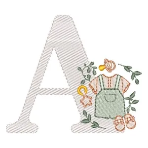 Matriz de bordado Monograma Roupinha Menino Letra A Matriz de bordado Monograma Roupinha Menino Letra A