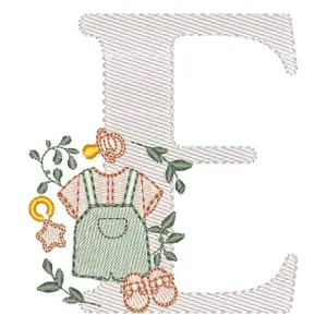 Matriz de bordado Monograma Roupinha Menino Letra E Matriz de bordado Monograma Roupinha Menino Letra E