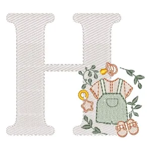 Matriz de bordado Monograma Roupinha Menino Letra H Matriz de bordado Monograma Roupinha Menino Letra H