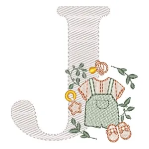 Matriz de bordado Monograma Roupinha Menino Letra J Matriz de bordado Monograma Roupinha Menino Letra J