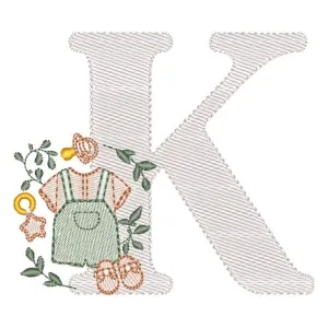 Matriz de bordado Monograma Roupinha Menino Letra K Matriz de bordado Monograma Roupinha Menino Letra K