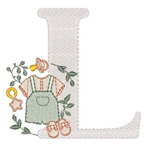 Matriz de bordado Monograma Roupinha Menino Letra L Matriz de bordado Monograma Roupinha Menino Letra L