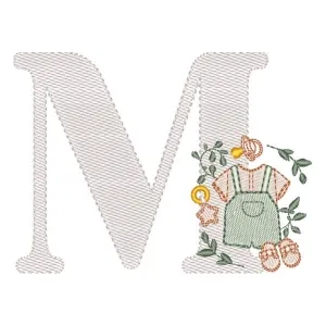 Matriz de bordado Monograma Roupinha Menino Letra M Matriz de bordado Monograma Roupinha Menino Letra M