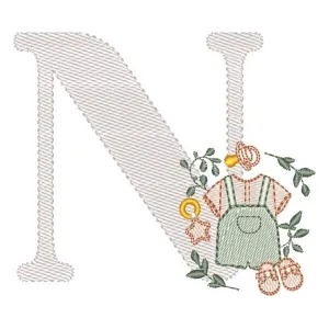 Matriz de bordado Monograma Roupinha Menino Letra N Matriz de bordado Monograma Roupinha Menino Letra N