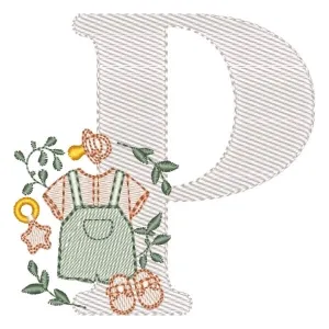 Matriz de bordado Monograma Roupinha Menino Letra P Matriz de bordado Monograma Roupinha Menino Letra P