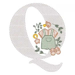 Matriz de bordado Monograma Roupinha Menino Letra Q Matriz de bordado Monograma Roupinha Menino Letra Q