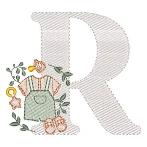 Matriz de bordado Monograma Roupinha Menino Letra R Matriz de bordado Monograma Roupinha Menino Letra R