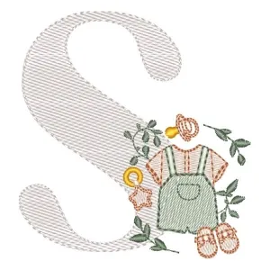 Matriz de bordado Monograma Roupinha Menino Letra S Matriz de bordado Monograma Roupinha Menino Letra S