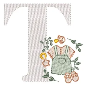 Matriz de bordado Monograma Roupinha Menino Letra T Matriz de bordado Monograma Roupinha Menino Letra T