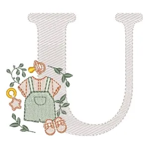 Matriz de bordado Monograma Roupinha Menino Letra U Matriz de bordado Monograma Roupinha Menino Letra U