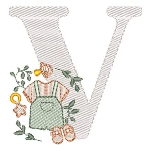 Matriz de bordado Monograma Roupinha Menino Letra V Matriz de bordado Monograma Roupinha Menino Letra V