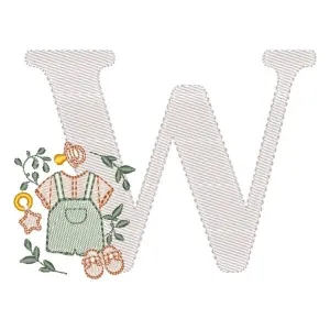Matriz de bordado Monograma Roupinha Menino Letra W Matriz de bordado Monograma Roupinha Menino Letra W
