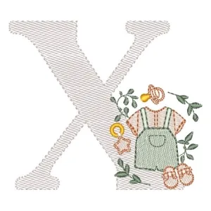 Matriz de bordado Monograma Roupinha Menino Letra X Matriz de bordado Monograma Roupinha Menino Letra X