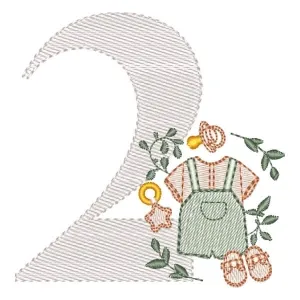 Matriz de bordado Monograma Roupinha Menino Número 2 Matriz de bordado Monograma Roupinha Menino Número 2