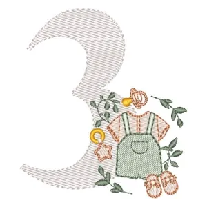 Matriz de bordado Monograma Roupinha Menino Número 3 Matriz de bordado Monograma Roupinha Menino Número 3