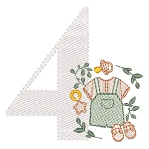 Matriz de bordado Monograma Roupinha Menino Número 4 Matriz de bordado Monograma Roupinha Menino Número 4