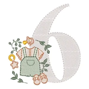 Matriz de bordado Monograma Roupinha Menino Número 6 Matriz de bordado Monograma Roupinha Menino Número 6