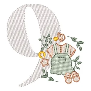 Matriz de bordado Monograma Roupinha Menino Número 9 Matriz de bordado Monograma Roupinha Menino Número 9