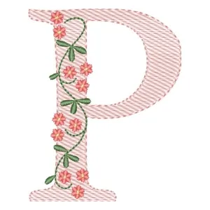 Matriz de bordado Alfabeto com Flores Letra P (Pontos Leves) Matriz de bordado Alfabeto com Flores Letra P (Pontos Leves)