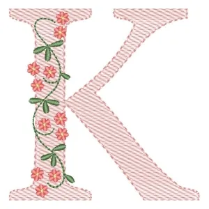 Matriz de bordado Alfabeto com Flores Letra K (Pontos Leves) Matriz de bordado Alfabeto com Flores Letra K (Pontos Leves)